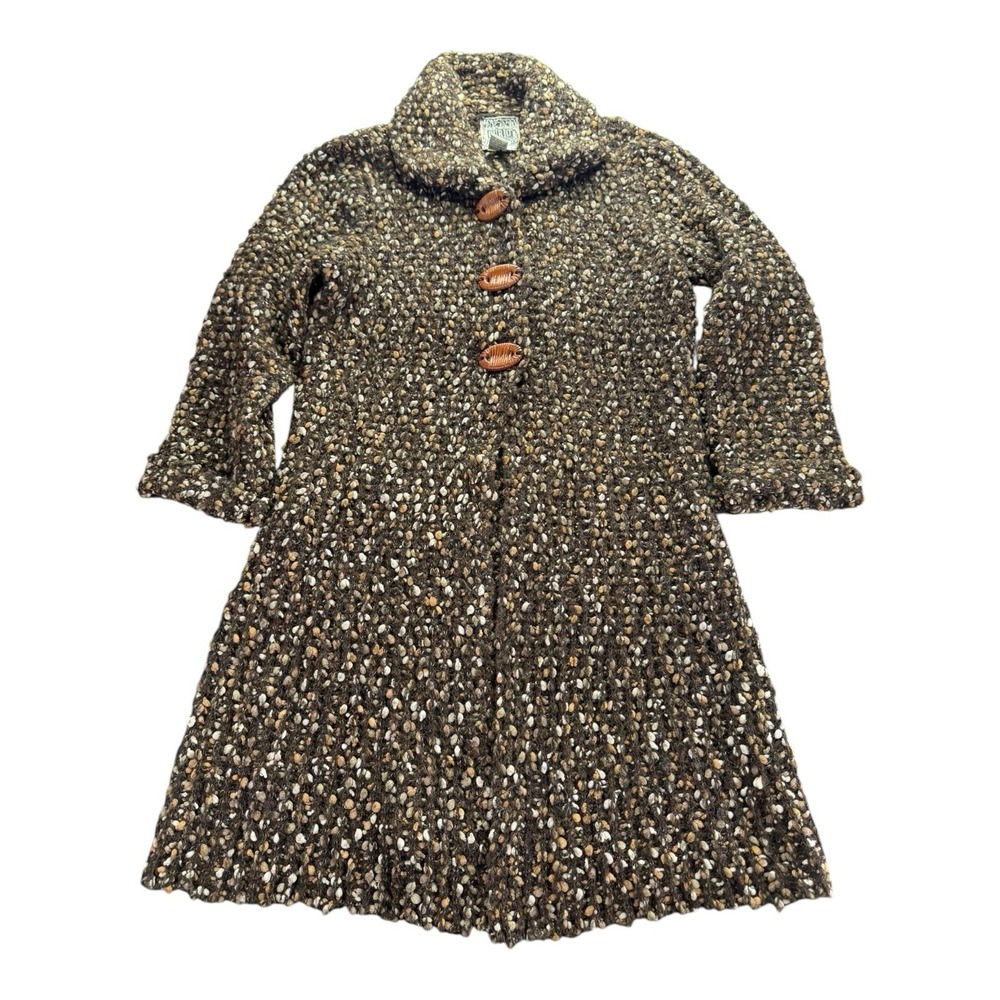 Curio Speckled Knit Sweater Coat Womens Large Brown Button Front Cardigan